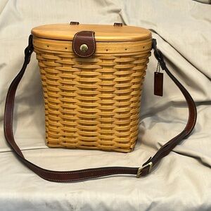 Longaberger wooden basket purse, signed